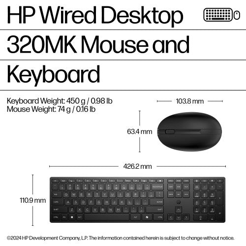 HP Wired Desktop 320MK Mouse and Keyboard