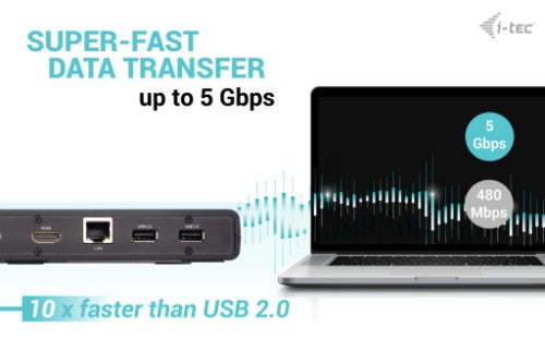 i-tec USB 3.0 / USB-C / Thunderbolt Dual Display Docking Station + Power Delivery 100W