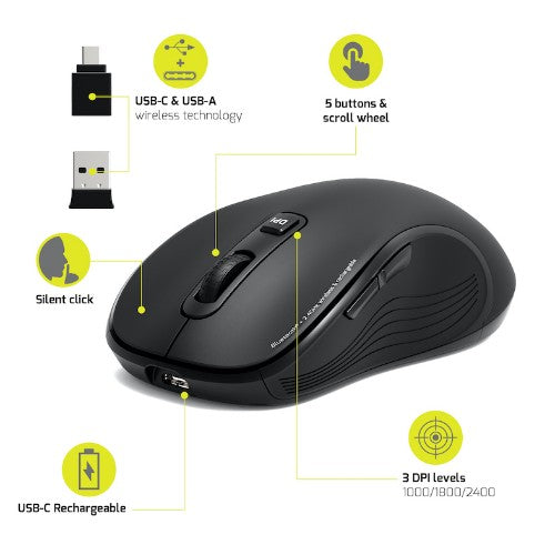 Port Designs PORT Connect MOUSE RECHARGEABLE BT + RF 2,4 GHZ - ESSENTIAL PRO Mouse