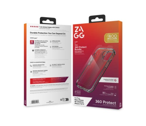 ZAGG Luxe + Glass 360 Bundle iPhone 16e/14/13 Clear