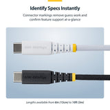 StarTech.com 1m (3ft) White USB-C Charging Cable, 60W (3A) PD, Dual-Layer Braided Nylon/TPE Jacket, Rugged USB C Charging Cord, USB 2.0 Laptop Charger Cable