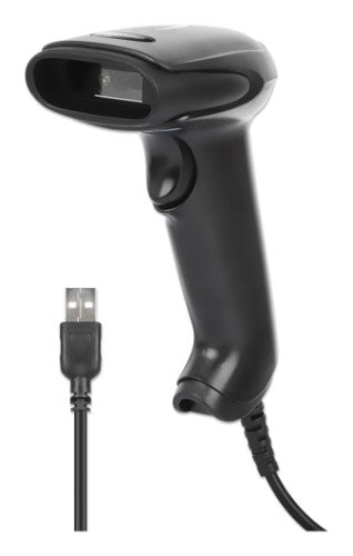 Manhattan Contact CCD Handheld Barcode Scanner, USB, 60mm Scan Width, Cable 152cm, Max Ambient Light 5,000 lux (sunlight), Black, Three Year Warranty