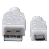 Manhattan USB-A to Micro-USB Cable, 1m, Male to Male, White, 480 Mbps (USB 2.0), Hi-Speed USB, Lifetime Warranty, Equivalent to USBPAUB1MW.