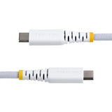 StarTech.com 3m (10ft) White USB-C Charging Cable, 60W (3A) PD, Dual-Layer Braided Nylon/TPE Jacket, Rugged USB C Charging Cord, USB 2.0 Laptop Charger Cable