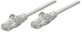 Intellinet Network Patch Cable, Cat5e, 0.25m, Grey, CCA, U/UTP, PVC, RJ45, Gold Plated Contacts, Snagless, Booted, Lifetime Warranty