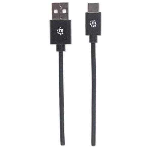 Manhattan USB-C to USB-A Cable, 1m, Male to Male, Black, 480 Mbps (USB 2.0), Hi-Speed USB, Lifetime Warranty, Equivalent to USB2AC1M