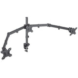 Manhattan Triple Desk Mount for TV & Monitors, For screens: 10" to 27", Clamp Assembly, VESA compatability: 75x75 and 100x100mm - check the dimensions of the four mounting holes on back of screen to ensure it fits, Max 7kg (each), Black, Bracket, Lifetime