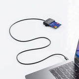 Manhattan USB-C Contact Smart Card Reader with MicroSD slot, USB Type-C Male to Contact Reader Interface and microSDXC, Supports Windows, macOS and Linux, Reads SIM Cards with Adapter, Cable 1m, Black, Three Year Warranty