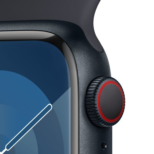 Apple Watch Series 9 GPS + Cellular 41mm Midnight Aluminium Case w/ Midnight Sport Band - S/M