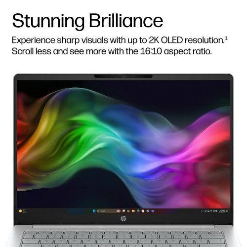 HP OmniBook 3 Laptop Next Gen AI 14-hz0001nax Copilot+ PC Snapdragon 35.6 cm (14") 2K 16 GB LPDDR5x-SDRAM 256 GB SSD Wi-Fi 6E (802.11ax) Windows 11 Home Silver