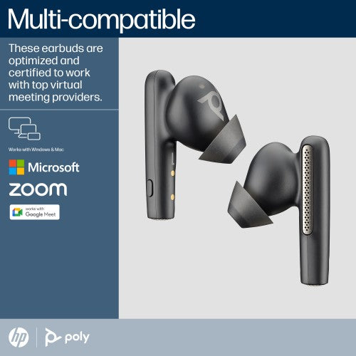 Poly Voyager Free 60 UC Carbon Black Earbuds +BT700 USB-A Adapter +Basic Charge Case