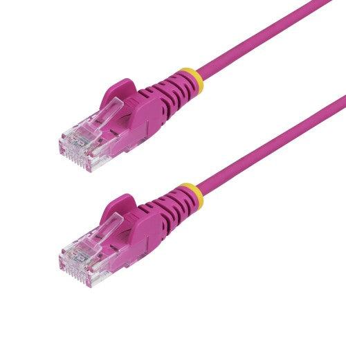 StarTech.com 50cm Pink Slim CAT6 Ethernet Cable, Snagless, 100W PoE, UTP, LSZH, 28AWG Pure Bare Copper Wire, Slim RJ45 Network Patch Cord w/Strain Reliefs, Fluke Tested