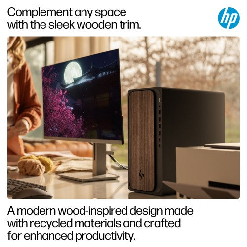 HP OmniDesk AI M03-0003na PC Intel Core Ultra 7 265 16 GB DDR5-SDRAM 1 TB SSD Windows 11 Home Tower AI PC Wood