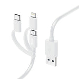 Hama 3-in-1 Multi Charging Cable, USB-A - Micro-USB, USB-C and Lightning, 1.0 m, White