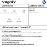 HP EliteDesk 8 Mini G1i Intel Core Ultra 9 285 64 GB DDR5-SDRAM 1 TB SSD Windows 11 Pro Mini PC AI PC Black