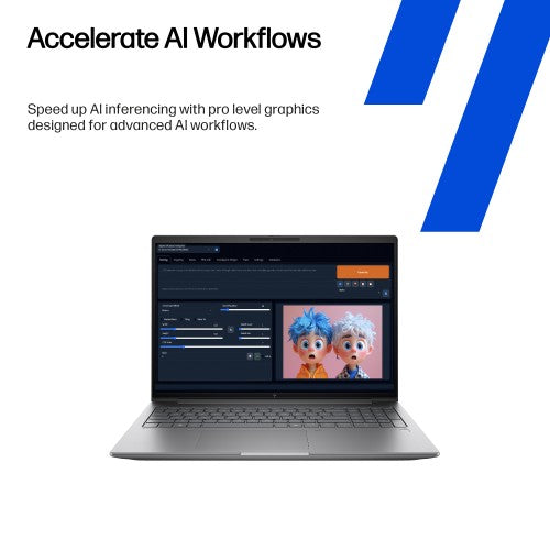 HP Zbook X G1i 16 inch Mobile Workstation PC Wolf Pro Security Edition - Data Science Intel Core Ultra 7 255H 40.6 cm (16") 2.5K 32 GB DDR5-SDRAM 1 TB SSD NVIDIA RTX PRO 1000 Blackwell Wi-Fi 7 (802.11be) Windows 11 Pro AI Workstation, AI PC Silver