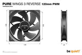 be quiet! Pure Wings 3 120mm | PWM Reverse Triple-Pack Computer case Fan 12 cm Black 3 pc(s)