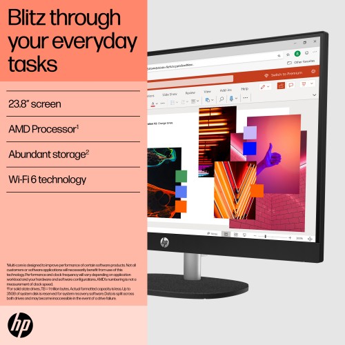 HP 24-cr0002na AMD Ryzen™ 7 7730U 60.5 cm (23.8") 1920 x 1080 pixels All-in-One PC 8 GB DDR4-SDRAM 512 GB SSD Windows 11 Home Wi-Fi 6 (802.11ax) White