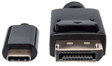 Manhattan USB-C to DisplayPort Cable, 4K@60Hz, 1m, Male to Male, Black, Not Bi-Directional, Three Year Warranty, Equivalent to CDP2DP1MBD