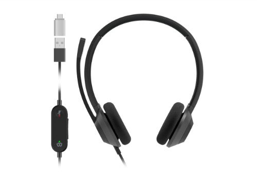 Cisco Headset 322Q USB-C, Wired Dual On-Ear Headphones, Microsoft Teams Controller with USB-C, Carbon Black, 2-Year Limited Liability Warranty (HS-W-322Q-C-USBC)