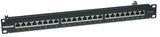 Intellinet Patch Panel, Cat6, FTP, 24-Port, 1U, Shielded, 90° Top-Entry Punch-Down Blocks, Black