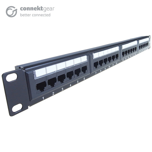 connektgear 24 Port Patch Panel (Cat6) IDC Punch Down 19 inch + Lacing Bar  - Networking - connektgear