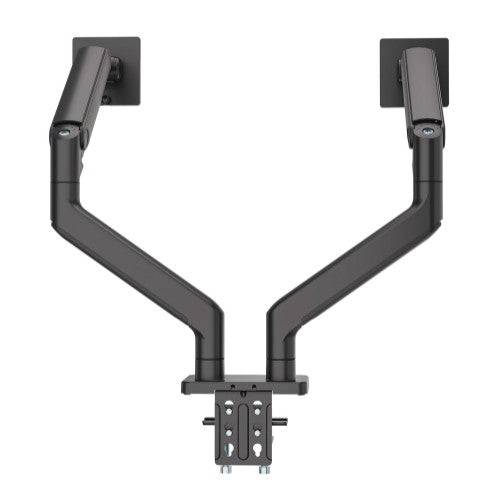 Manhattan Dual Desk Mount for TV & Monitor Mounts (Full Motion Spring), For screens 13" to 45", Clamp or Grommet Assembly, VESA compatability: 75x75 and 100x100mm - check the dimensions of the four mounting holes on back of screen to ensure it fits, Max 2