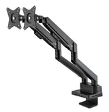 Manhattan Dual Desk Mount for TV & Monitors (Full Motion Gas Spring) with built-in Dock, For screens to 27", Ports (x7): Ethernet,HDMI (x2),USB-A (x3) and USB-C,Power Delivery (100W) to USB-C Port (Separate USB-C wall charger/cable needed),VESA: 75x75 and