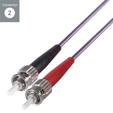connektgear 3m Duplex Fibre Optic Multi-Mode Cable OM4 50/125 Micron LC to ST Purple