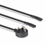 Lindy 2.5m UK 3 Pin Plug to 2 x IEC C7 Splitter Extension Cable, Black