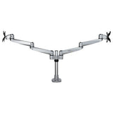 StarTech.com Desk Mount Dual Monitor Arm - Premium Articulating Monitor Arm - up to 30” VESA Mount Displays - Height Adjustable Monitor Mount - Rotate/Tilt/Swivel - Clamp/Grommet - Silver
