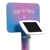 Bouncepad Original Floorstanding + Branding Board (inc USB Cable) | Covered Front Camera and Home Button | White | Samsung Galaxy Tab A9+ and A11+ 11-inch (2023 - 2025)