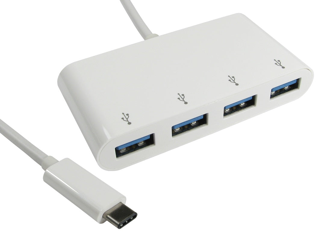 Cables Direct USB3C-HUB4BP interface hub USB 3.2 Gen 2 (3.1 Gen 2) Type-C 5000 Mbit/s White  - Computer Components - Cables Direct