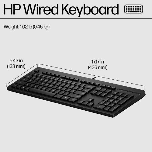 HP 125 Wired (Bulk) keyboard Office USB Black