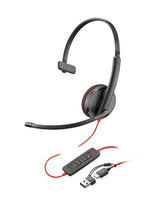 HP Poly Blackwire 3220 Stereo USB-C Black Headset +USB-C/A Adapter (Bulk)