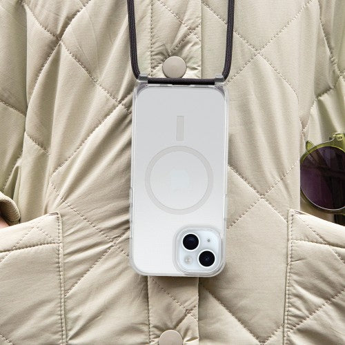 OtterBox React Series Necklace MagSafe for iPhone 15 with Strap, Clear