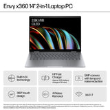HP ENVY x360 14-fc0001na Intel Core Ultra 7 155U Hybrid (2-in-1) 35.6 cm (14") Touchscreen 3K 16 GB LPDDR5-SDRAM 512 GB SSD Wi-Fi 6E (802.11ax) Windows 11 Home AI PC Silver