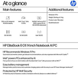 HP EliteBook 6 G1i AI Intel Core Ultra 5 225U Laptop 35.6 cm (14") WUXGA 32 GB DDR5-SDRAM 512 GB SSD Wi-Fi 7 (802.11be) Windows 11 Pro AI PC Silver