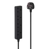 Lindy 2m 4-Way UK Mains Power Extension, Black