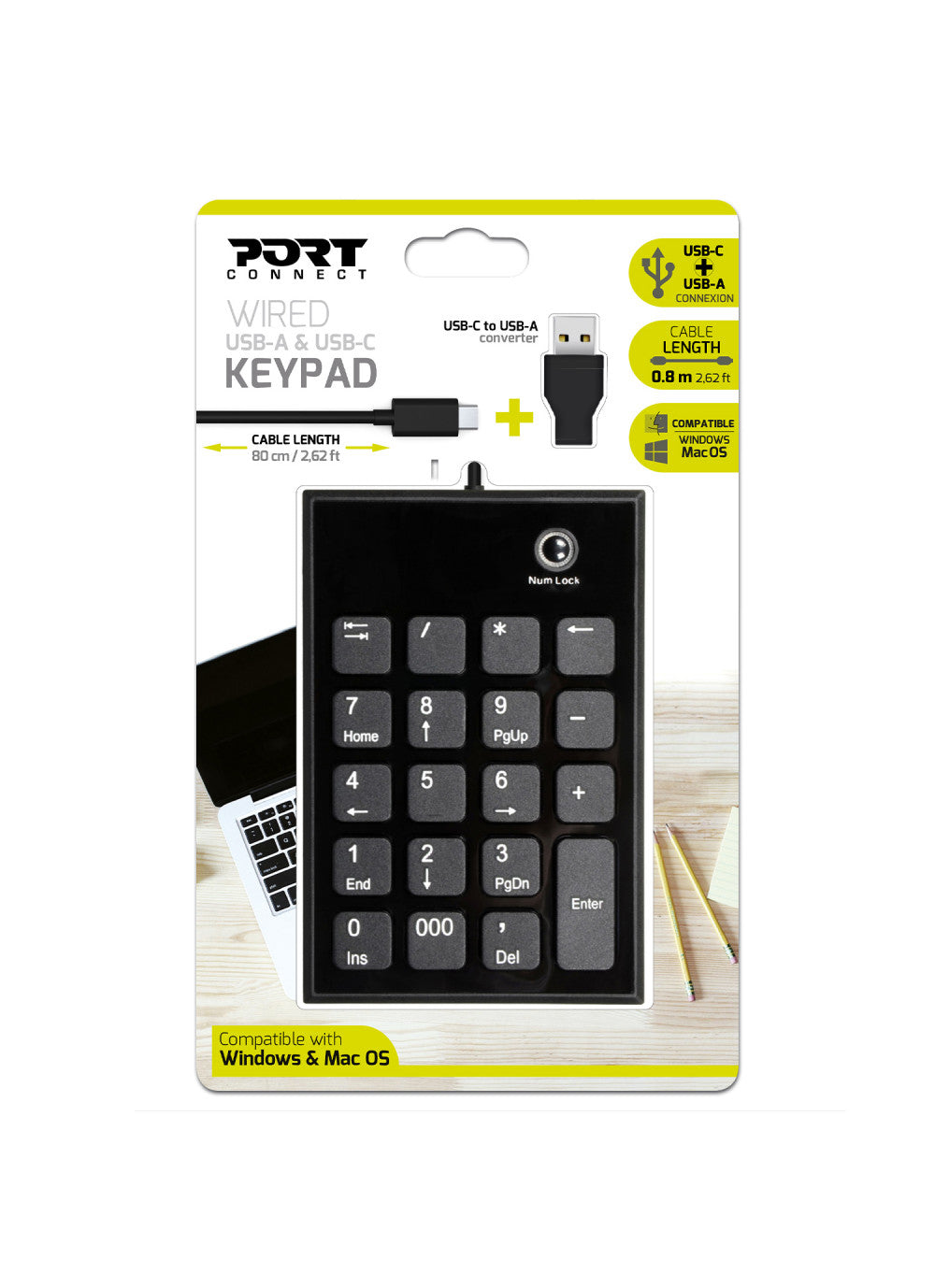 Port Designs 900801 numeric keypad Laptop USB Black, Grey  - Data Input Devices - Port Designs