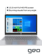 Geo Computers GeoFlex 230 2-in-1 Laptop with 13.3-inch Touchscreen Windows 10 Intel Pentium Quad-Core 4GB RAM 128GB SSD - Includes 1 Year Microsoft 365