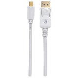 Manhattan Mini DisplayPort 1.2 to DisplayPort Cable, 4K@60Hz, 2m, Male to Male, White, Lifetime Warranty, Equivalent to MDP2DPMM2MW
