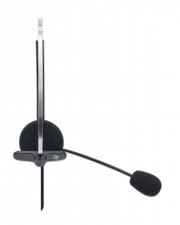 Manhattan Mono On-Ear Headset (USB), Microphone Boom (padded), Polybag Packaging, Adjustable Headband, In-Line Volume Control, Ear Cushion, USB-A for both sound and mic use, cable 1.5m, Three Year Warranty