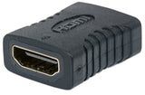 Manhattan HDMI Straight Coupler/Connector, 4K@60Hz, Suitable for ALL 4K & 1080p uses, Connect HDMI cables up to 5m on each side, Black, Female/Female, Ultra HD 4k x 2k,Lifetime Warranty,Fully Shielded,Gold Plated Contacts,Premium High Speed. Equivalent to