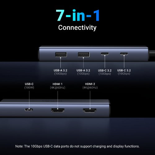 Ugreen 7-in-1 USB-C Hub CM498 Docking Dock Grey