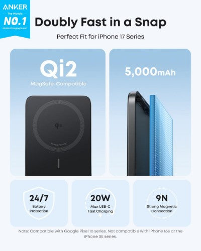 Anker A1665 5000 mAh Wireless charging Black