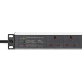 Intellinet 19" 1U PDU 7-way UK, Surge Protection, Rackmount, Power Distribution Unit, UK 3-pin outlets, 3m power cord, output