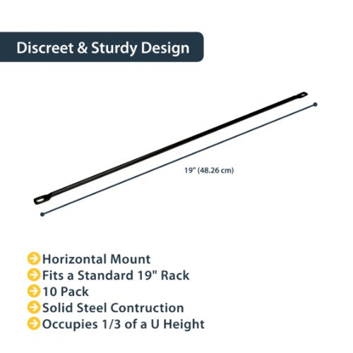 StarTech.com Horizontal Cable Lacing Bars for Racks - 10 Pack