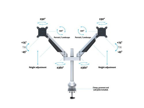 Multibrackets M VESA Gas Lift Arm Dual Silver