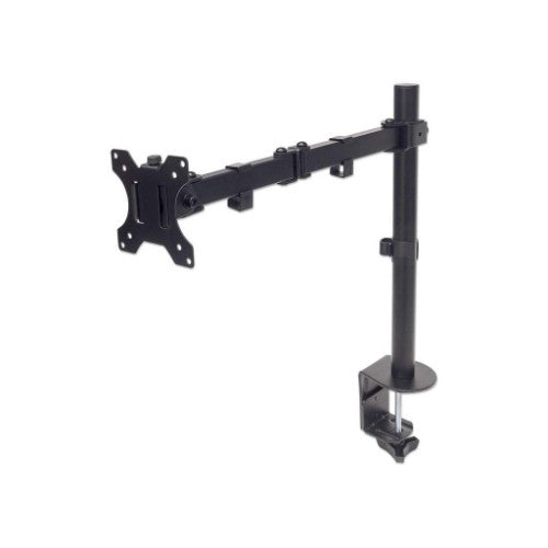 Manhattan Desk Mount for TV & Monitors (Full Motion), For screens 13" to 27", Clamp fitting to desk, VESA compatability: 75x75mm and 100x100mm - check the dimensions of the four mounting holes on back of screen to ensure it fits, Max 8kg, Bracket, Lifetim
